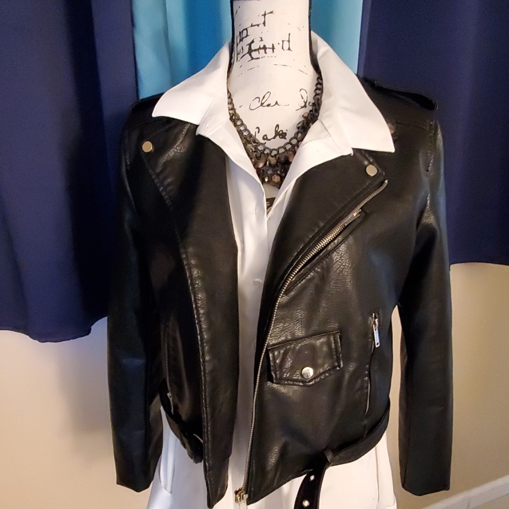 Last One! Vegan Leather Moto Jacket.